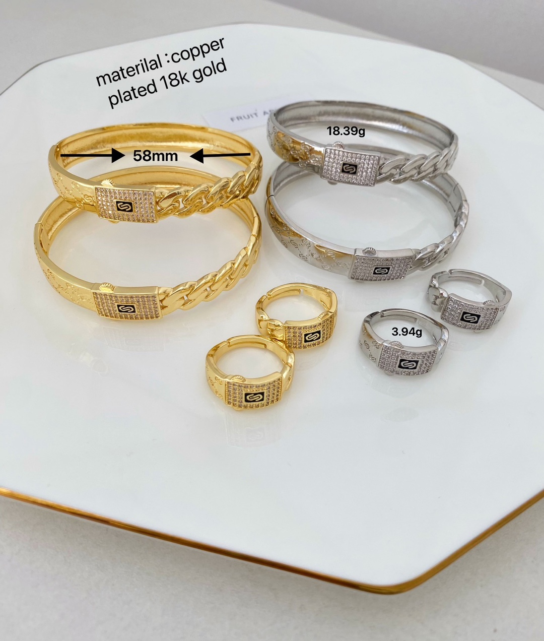 Creative hip-hop, individualistic, fashionable and powerful ring, niche design, full diamond cool ring bracelet, unisplendour pic 3