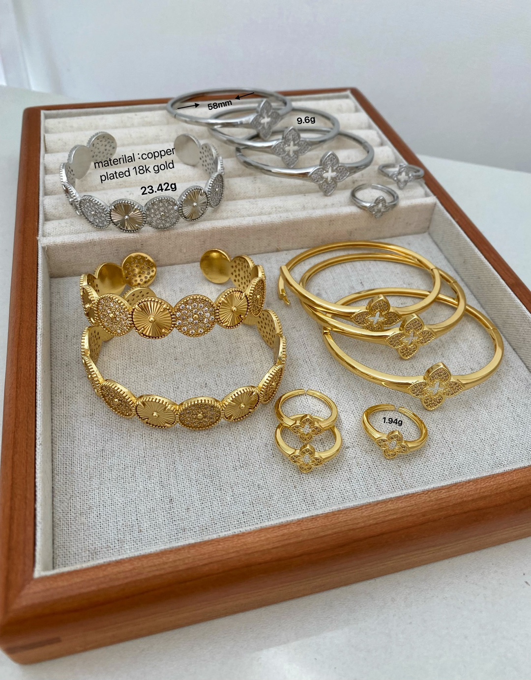 This retro C-shaped bracelet with an INS style from Europe and America is simple and versatile. It is a copper-plated real gold bracelet with an adjustable opening pic 1