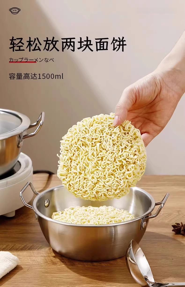 Stainless steel double-ear bowl, instant noodle bowl, thickened cooking bowl, snack salad bowl, high appearance level, cartoon pattern large head spoon pic 15