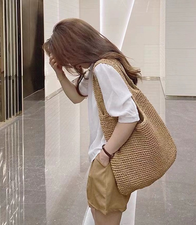 草编包女2023新款夏季海边度假沙滩包单肩包森系手工编织包大容量详情1