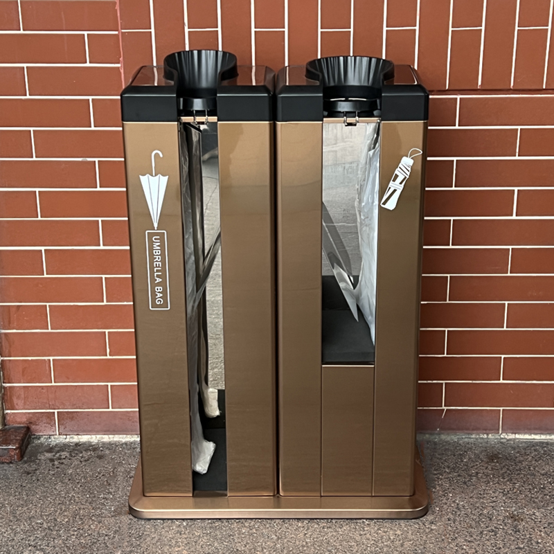 X9IG批发GNF不锈钢豪华雨伞机酒店公司商场双头自动套袋雨伞收纳详情11