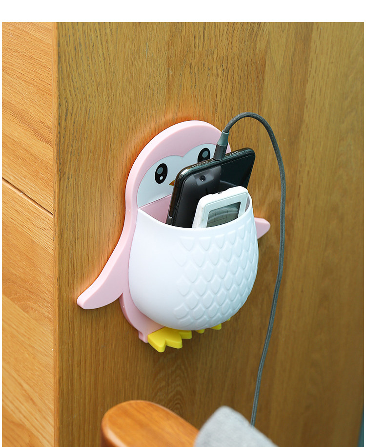 Creative cartoon penguin storage rack, makeup tools, organizing box, dormitory bathroom, toothbrush, bedside, mobile phone, wall hanging and storage pic 13
