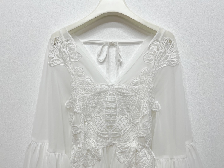 Blanco fresco y fluida fairy chiffon costura de encaje vestido de dos piezas no se puede ocultar en secreto ninging zhao ruth pic 7