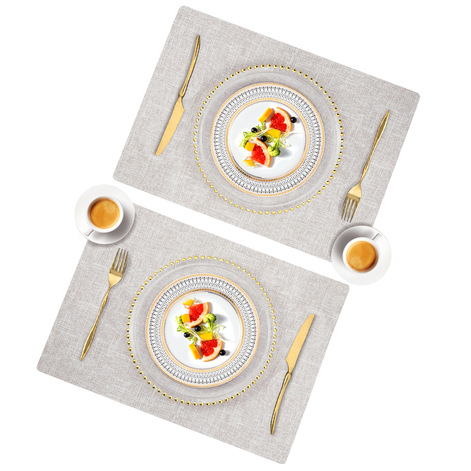 北欧ins简约日式布纹皮革餐垫双面创意PU西餐垫防水隔热垫酒店垫