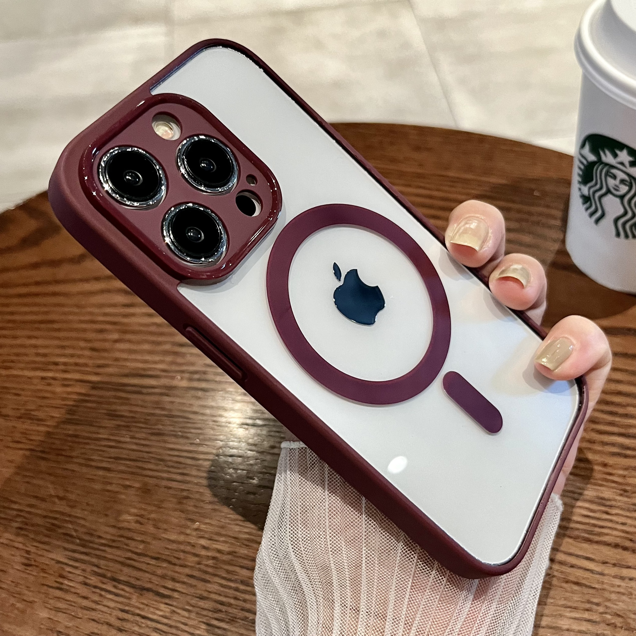 Macaron silicone magnetic charging is suitable for fine-hole acrylic iPhone16 phone cases and transparent hard cases for iPhone 15 pic 6