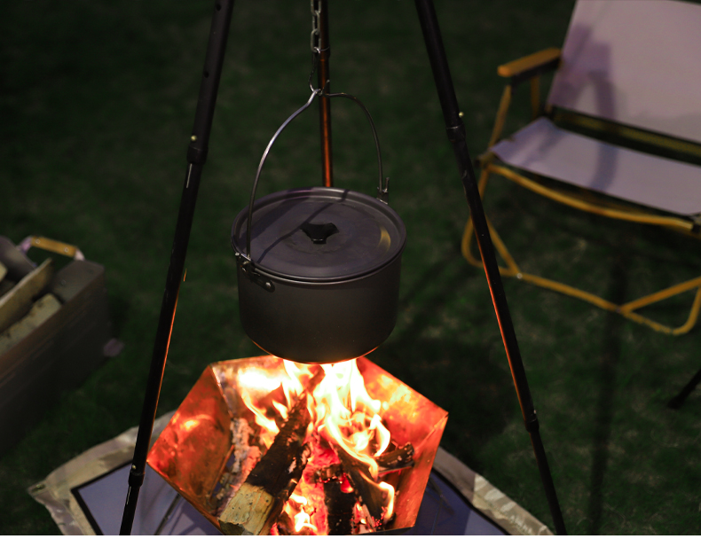 户外野餐单锅铝合金野营吊锅 坐锅5-8人行军锅野炊大锅营地锅套锅详情1