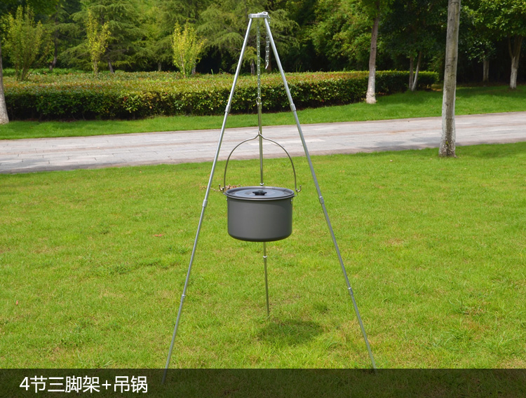 户外野餐单锅铝合金野营吊锅 坐锅5-8人行军锅野炊大锅营地锅套锅详情20