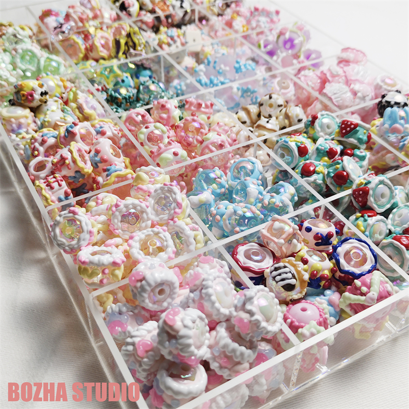 波吒超重油重工玫瑰花朵串珠手绘珠儿童diy配件材料包手工制作手机链