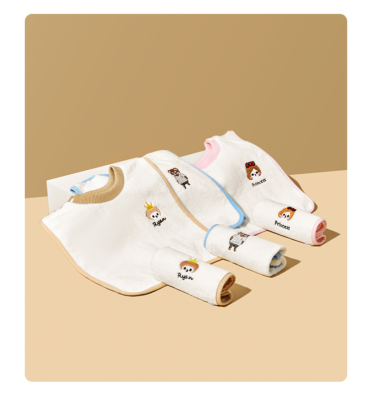 婧麒儿童洗漱巾围兜四季不湿衣多功能防水巾刷牙洗脸毛巾漱口巾详情25