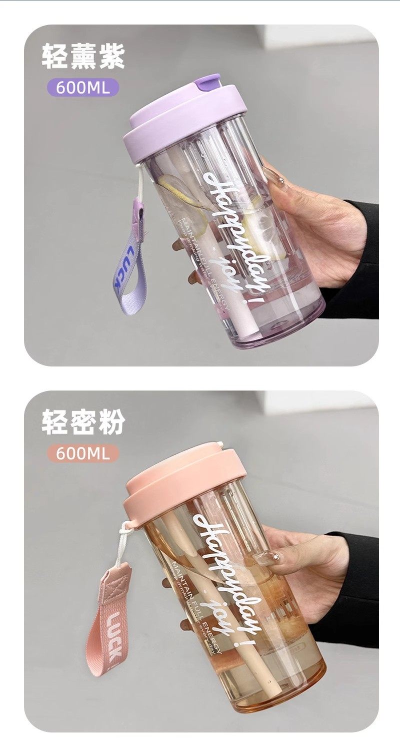 夏天耐高温水杯宁洲塑料新款女生高颜值吸管杯学生保温杯茶水分离 pic 18