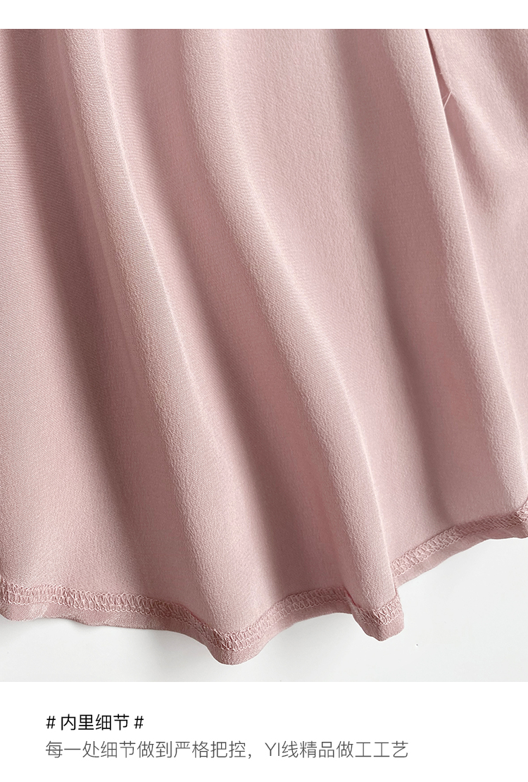 左左家 温柔气质重工风琴褶真丝衬衫女圆领气质灯笼袖桑蚕丝上衣详情33