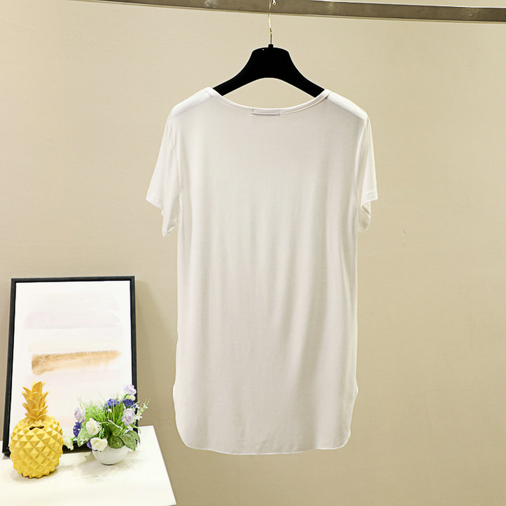 Spring and summer round-neck Korean-style candy-colored modal base layer, short-sleeved large U-neck top, loose basic T-shirt for women pic 18