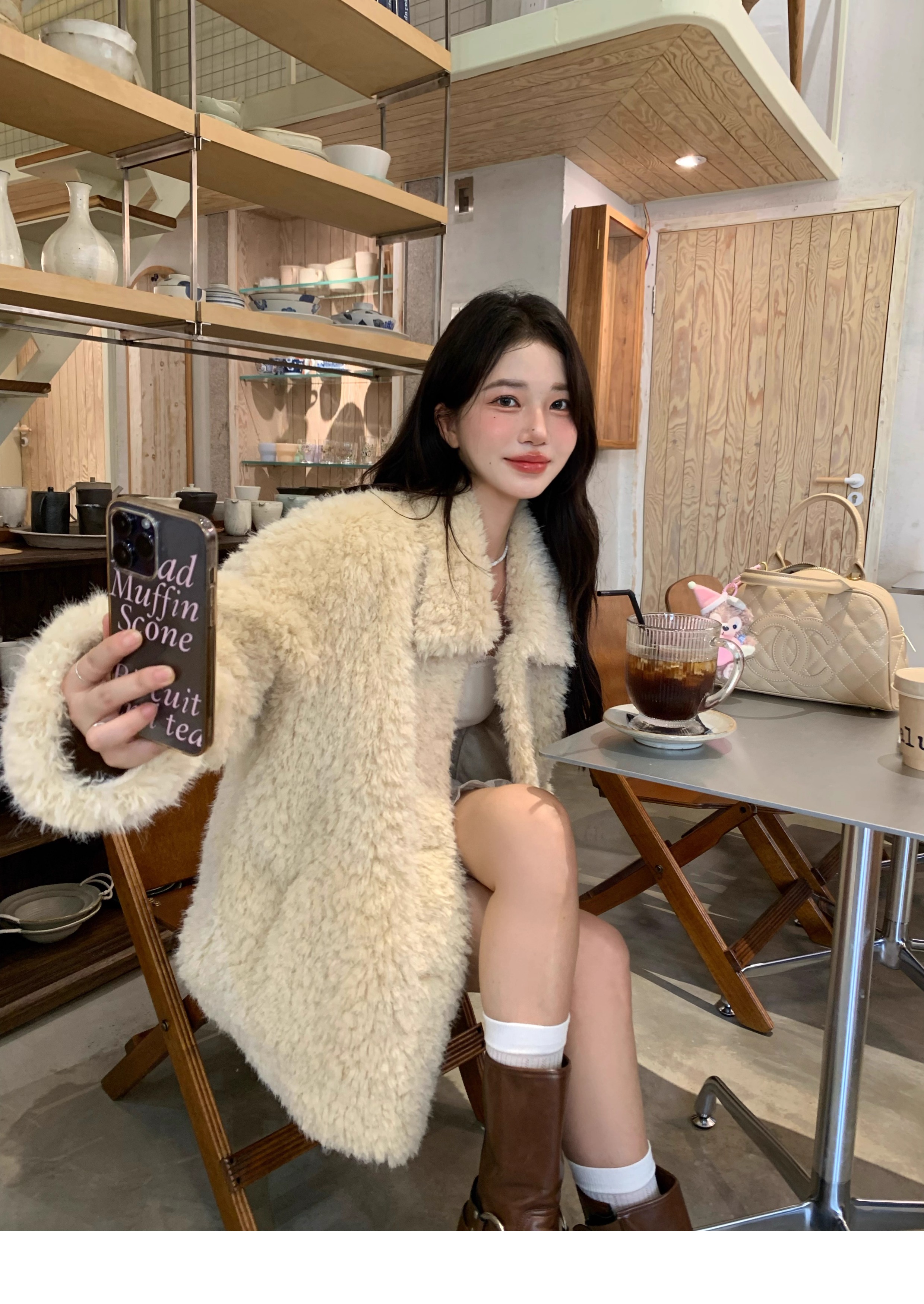 纸片人宽松V领泰迪绒羊剪绒环保皮草皮毛一体羊羔毛毛外套女秋冬详情12