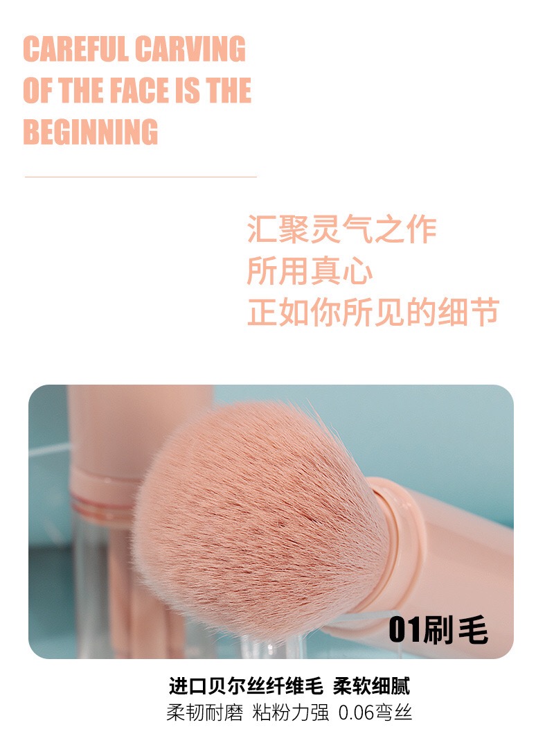 便携伸缩多功能化妆刷腮红有盖四合一组合散粉套装迷你眼影刷超软详情6