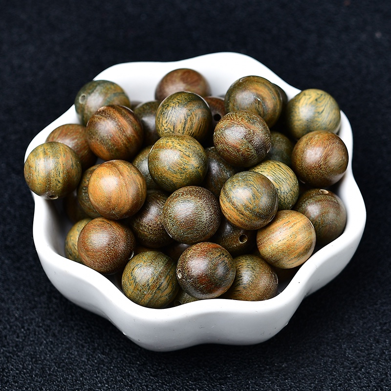 Natural green sandalwood loose beads, small-leaf purple sandalwood handcrafted DIY jewelry with beads, Buddhist prayer beads and cultural playthings pic 6
