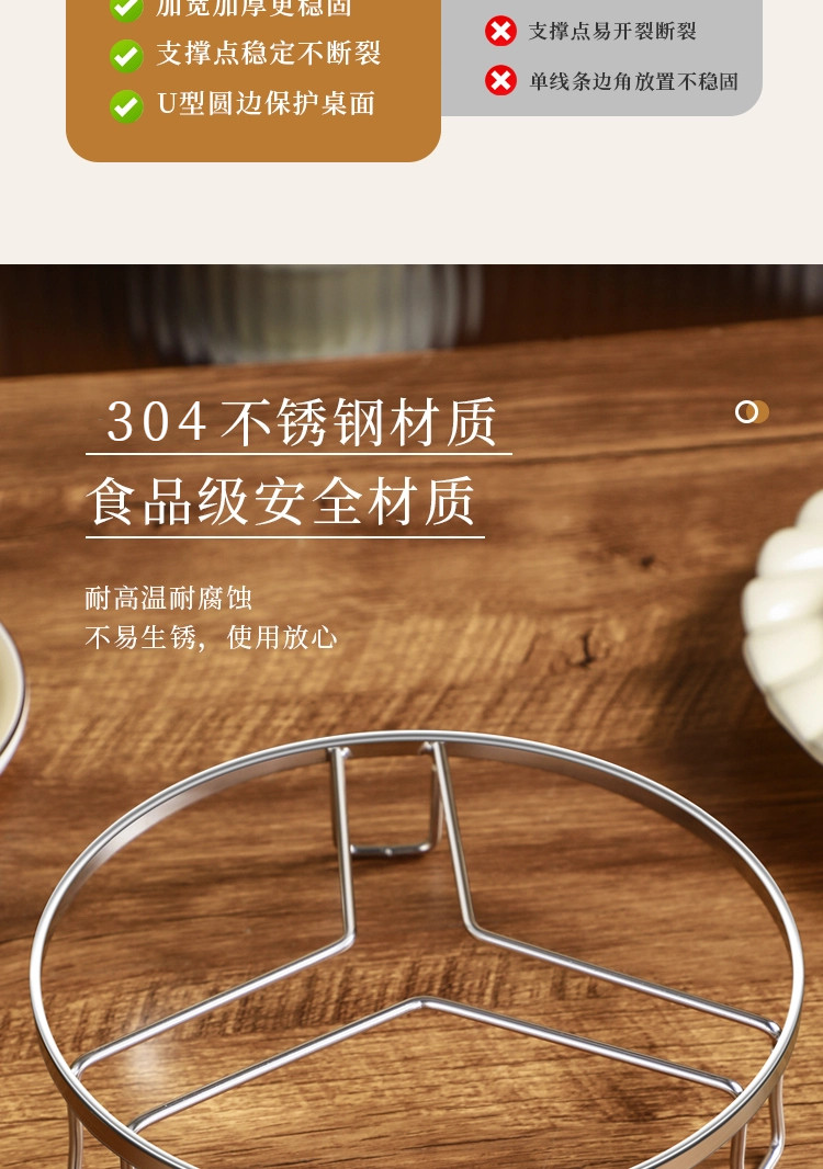 Thickened stainless steel steaming rack, household kitchen steaming rack for steamed buns, water-proof three-legged pot rack, countertop pot rack, storage rack pic 5