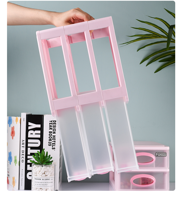 桌面收纳盒抽屉式收纳柜宿舍书桌上置物架可叠加储物整理盒详情12