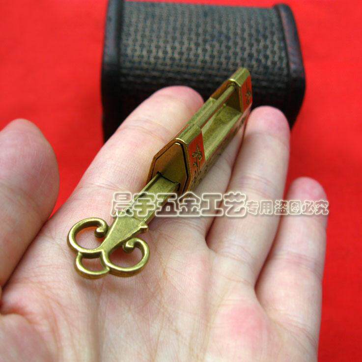 Bird lock, old-fashioned ancient-style lock, antique copper lock, Chinese-style lock, small bronze color mini aged retro lock, horizontal opening padlock pic 23