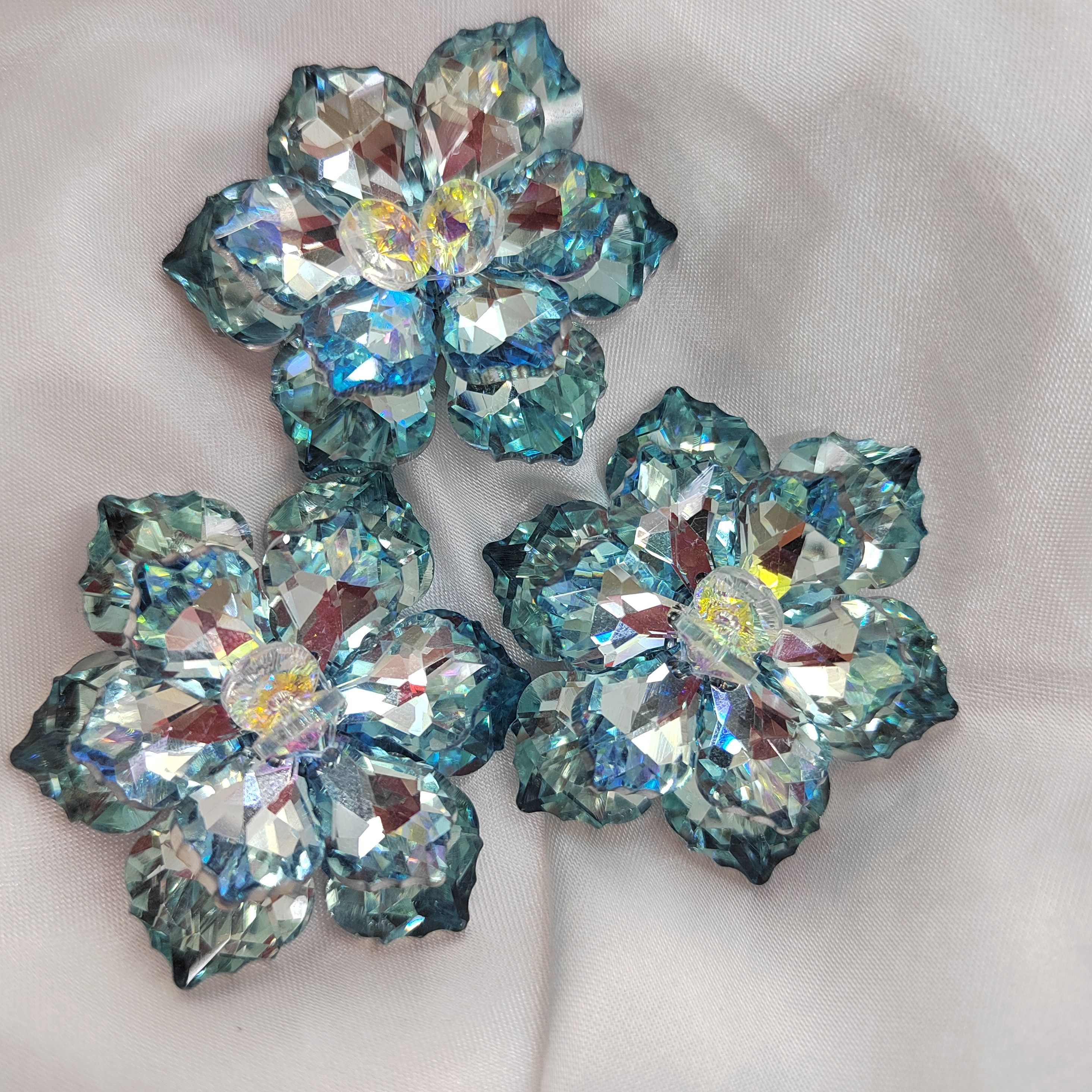 Dreamy gradient dazzling crystal woven flower accessories, diy high-end earrings, headwear, women's brooch materials, 16 colors details Picture