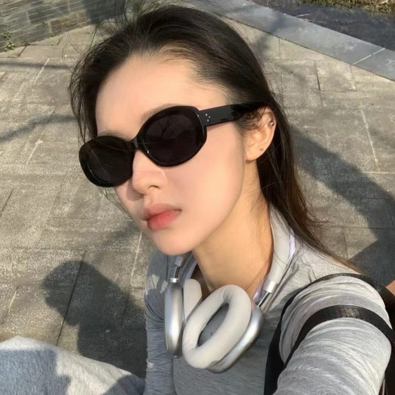 墨镜女潮高级感复古韩版猫眼椭圆2024新款太阳眼镜防紫外线方圆脸