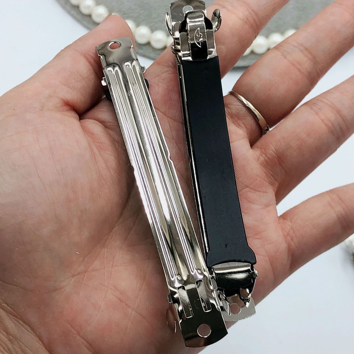 8/10cm带防滑皮套弹簧夹马尾夹镂空一字夹diy网红蝴蝶结头饰发卡详情13