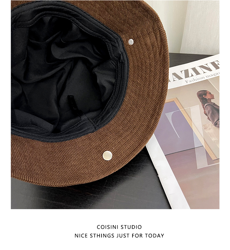 高品质灯芯绒渔夫帽子女秋冬季新款休闲百搭显脸小一帽多戴小礼帽详情39