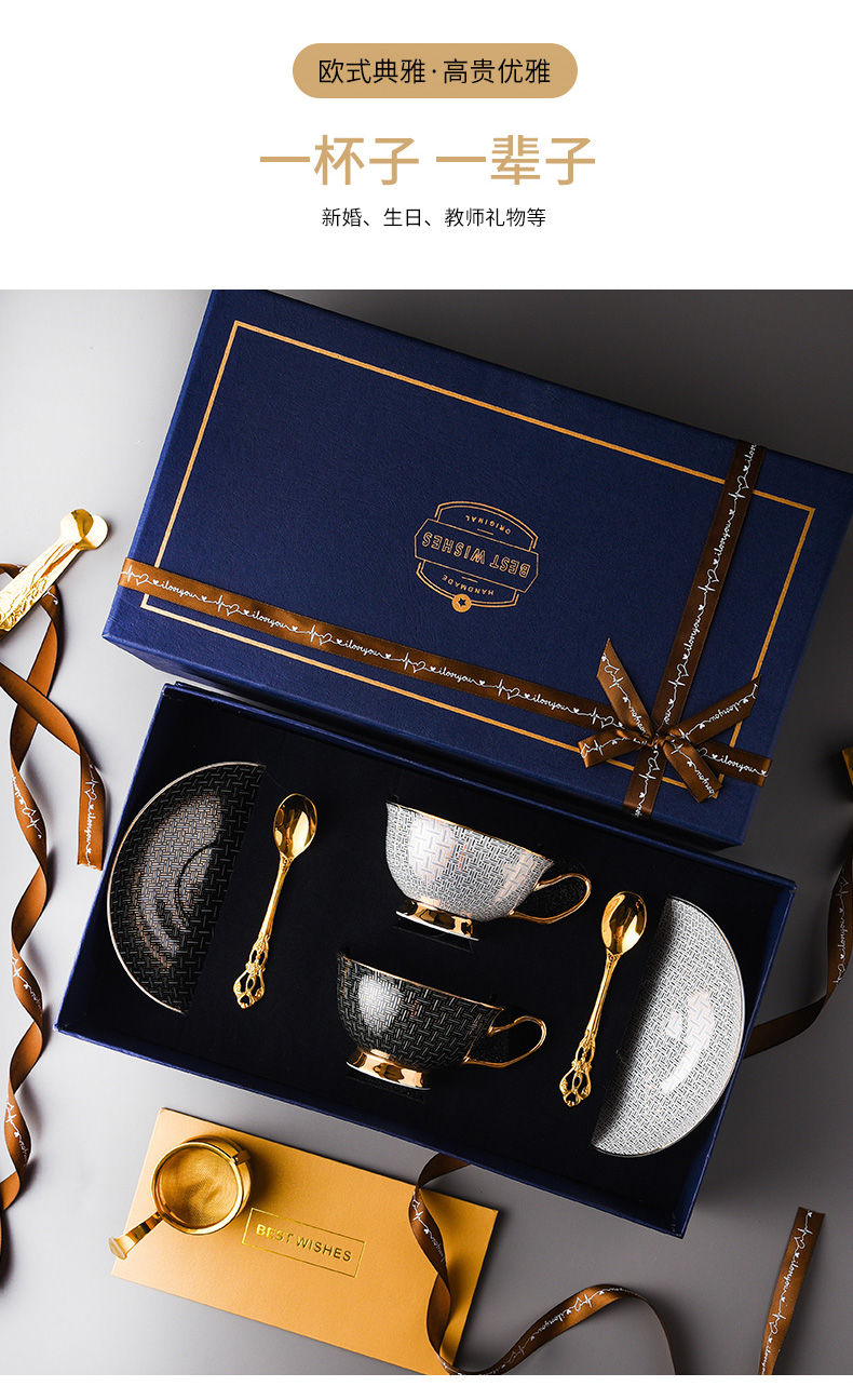 感高颜值骨瓷咖啡杯精致设计感小众陶瓷杯子杯碟礼盒套装详情4