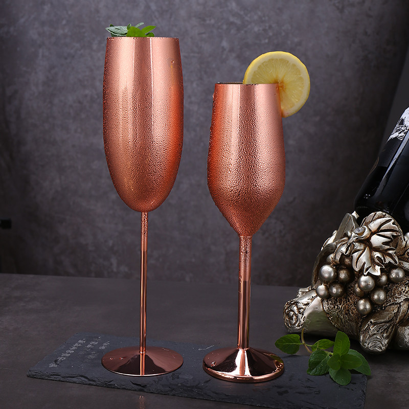 Creative new 304 stainless steel champagne glass, metal electroplated tall glass, bar and KTV countertop wine glass utensils details Picture