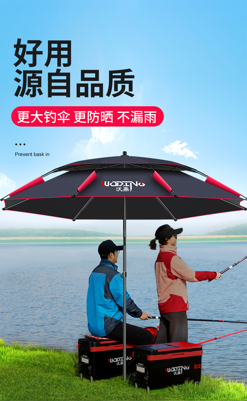 钓鱼伞大钓伞万向2022年21新款加厚暴雨伞地插三折叠垂钓大暴雨伞详情2