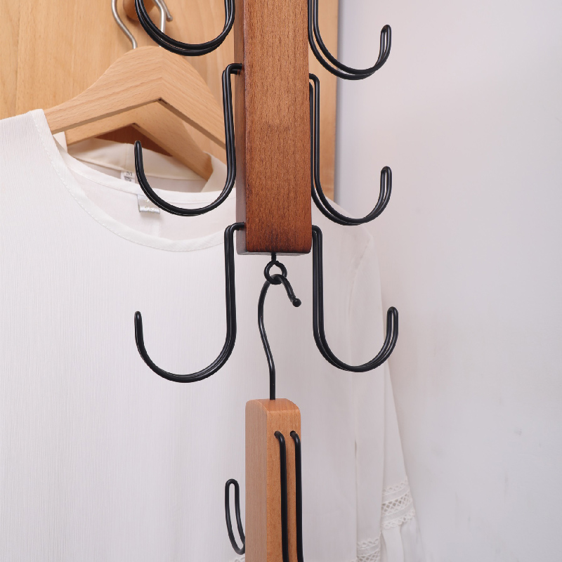 多功能木质挂钩围巾丝巾吊带皮带领带内衣包包帽子收纳衣架省空间详情图5