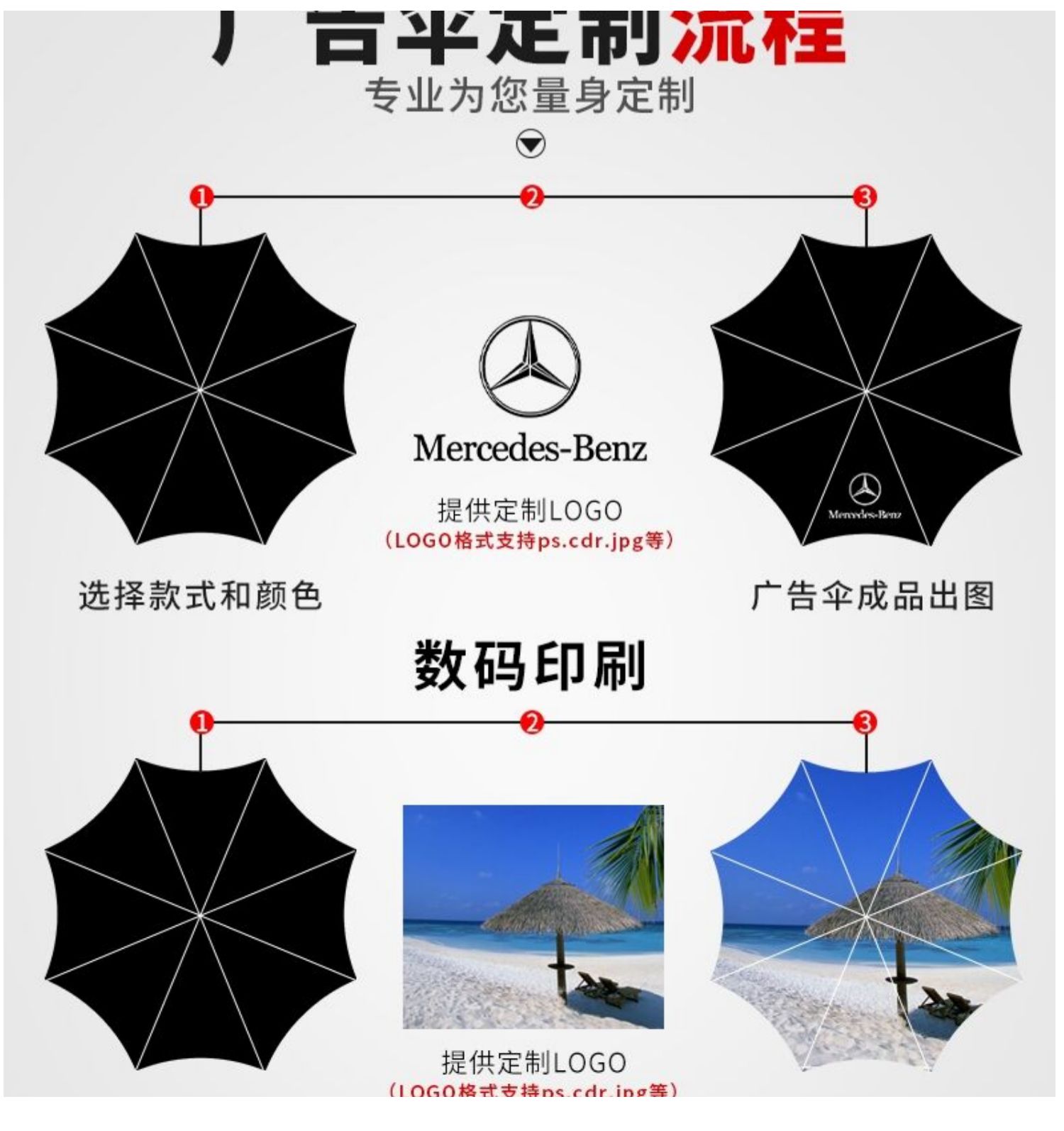 广告雨伞印logo雨伞男女长柄晴雨两用户外遮阳大号黑胶长柄伞详情1