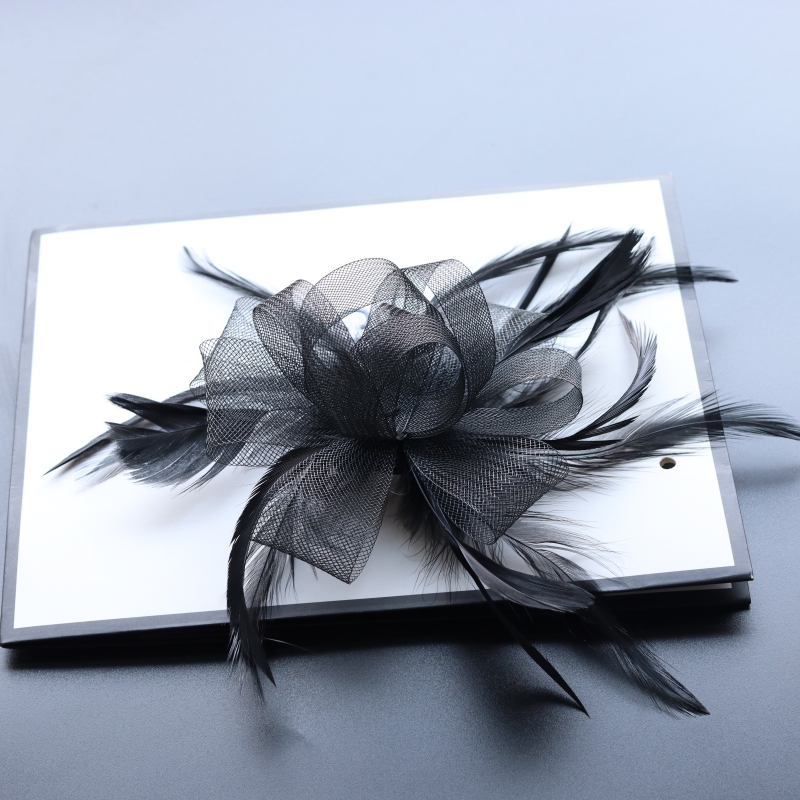 欧美简约时尚复古网纱新娘发夹配饰晚宴会派对演出发饰羽毛头饰品