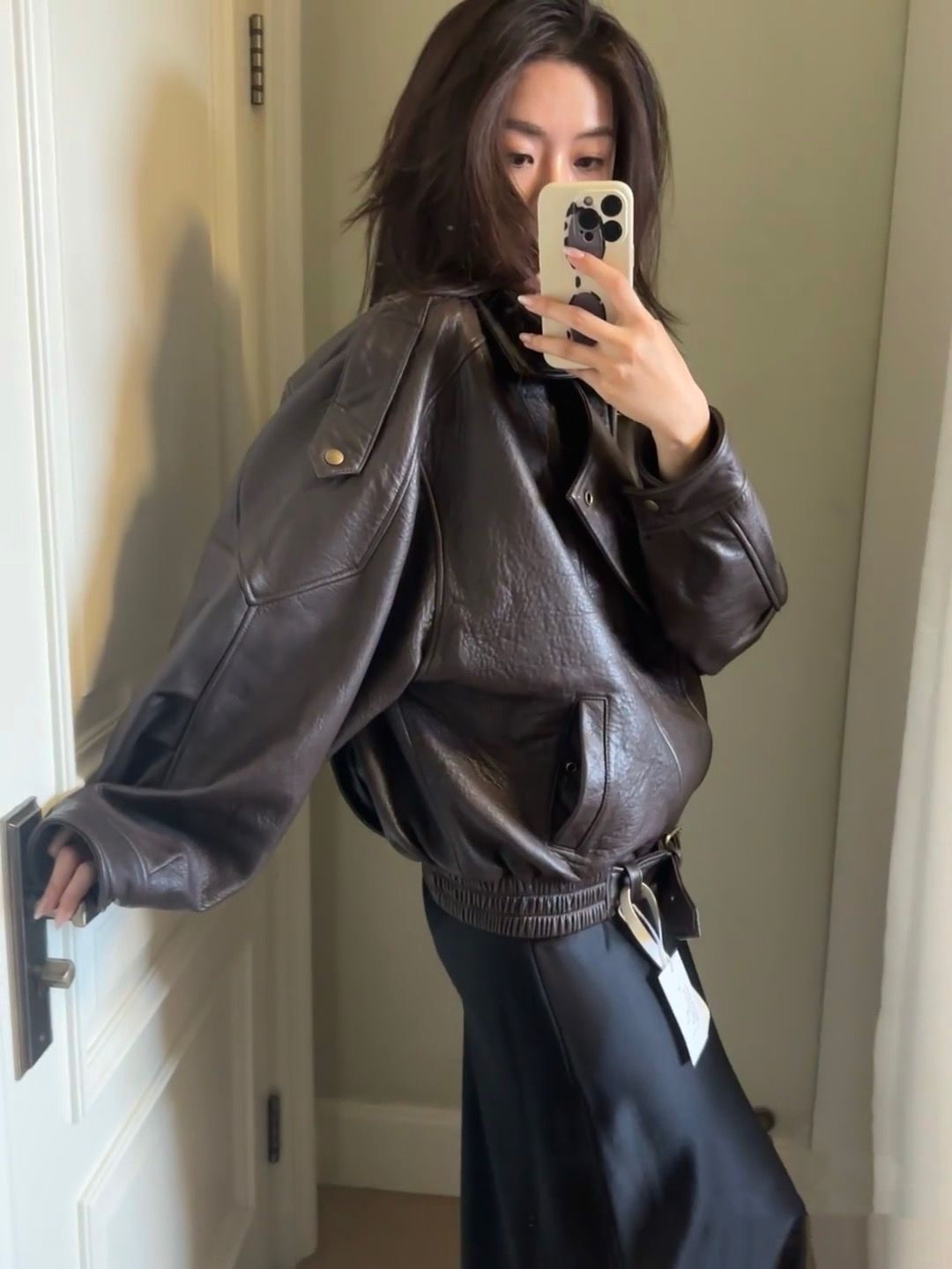 美式复古重工pu皮衣外套女秋季甜酷辣妹oversize高级感机车夹克详情5