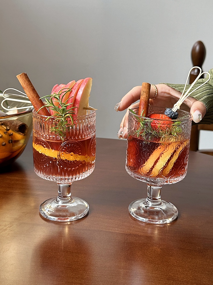 热红酒杯圣诞鸡尾酒太阳花高脚杯高颜值微醺煮酒喝洋酒杯玻璃杯子详情11