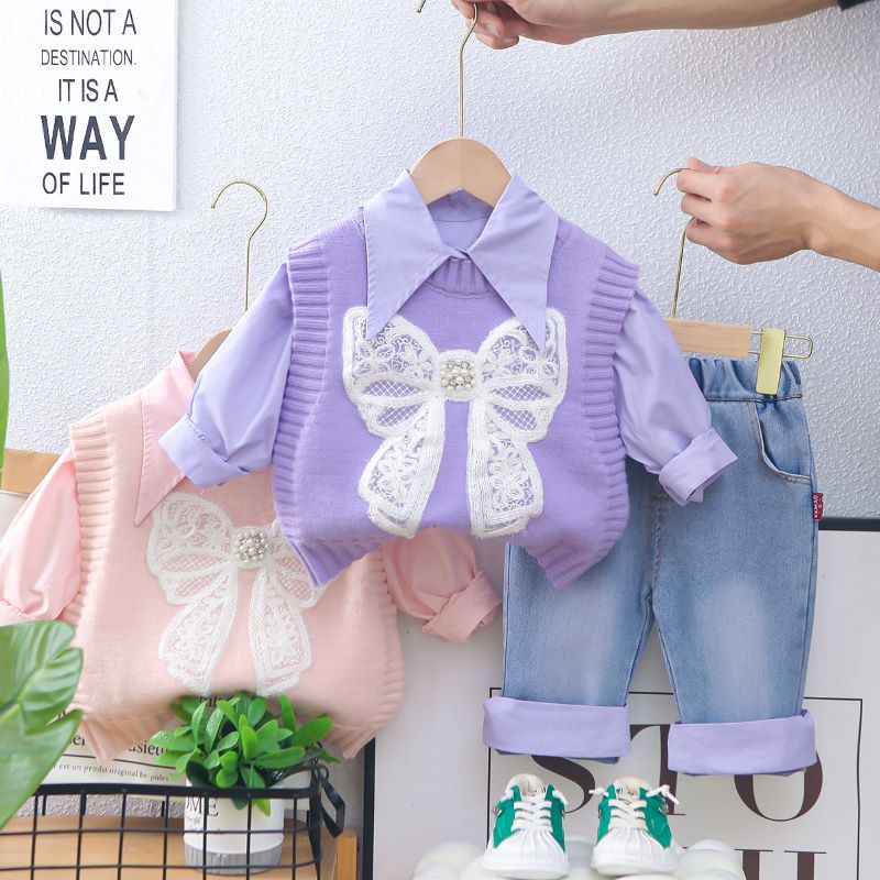 Three-piece spring dress set for girls, stylish spring and autumn casual children's wear, 2025 new Korean style for girls Application Scenario