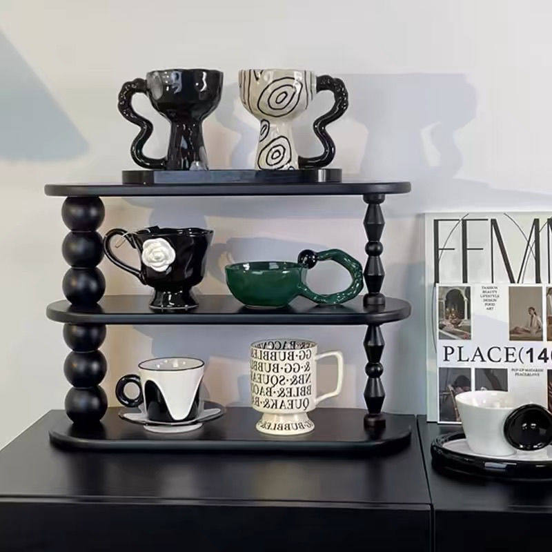 Simple desktop cup holder, storage rack, multi-layer coffee cup holder, tea cup and water cup storage layer rack, Chinese tea set display rack Specification image