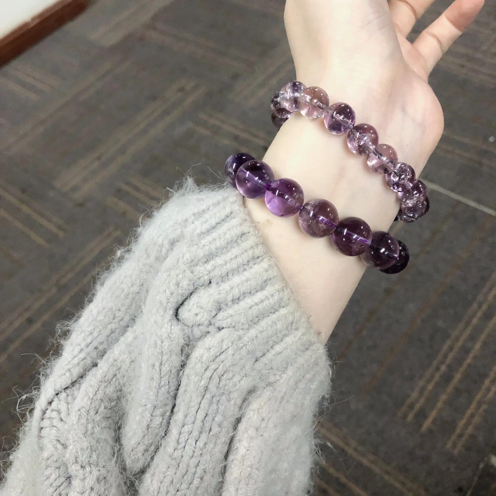 乌拉圭天然紫水晶手链女款深浅色单圈饰品批发紫水晶手串首饰品详情8