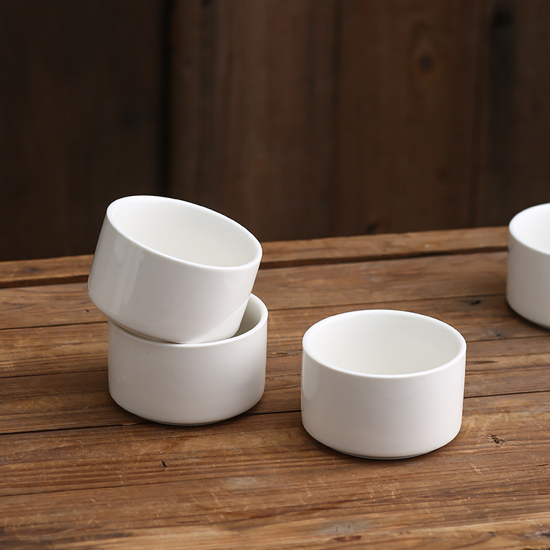 酒店餐具小碗直身圆碗汤盅白色陶瓷碗月子中心蒸碗炖汤布丁甜品碗