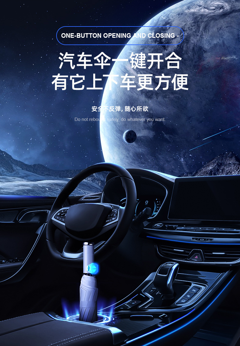 LED手电筒照明雨伞可旋转自动伞抗风车载商务黑胶伞抖音代发印刷详情5