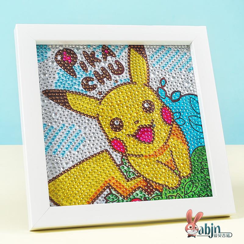 皮卡丘儿童钻石贴画手工diy小学生粘贴带框幼儿园女孩水晶贴玩具