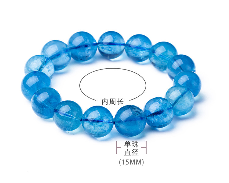 天然巴西冰种海蓝宝手链海蓝宝手串吊坠戒指蓝色水晶饰品礼物详情10