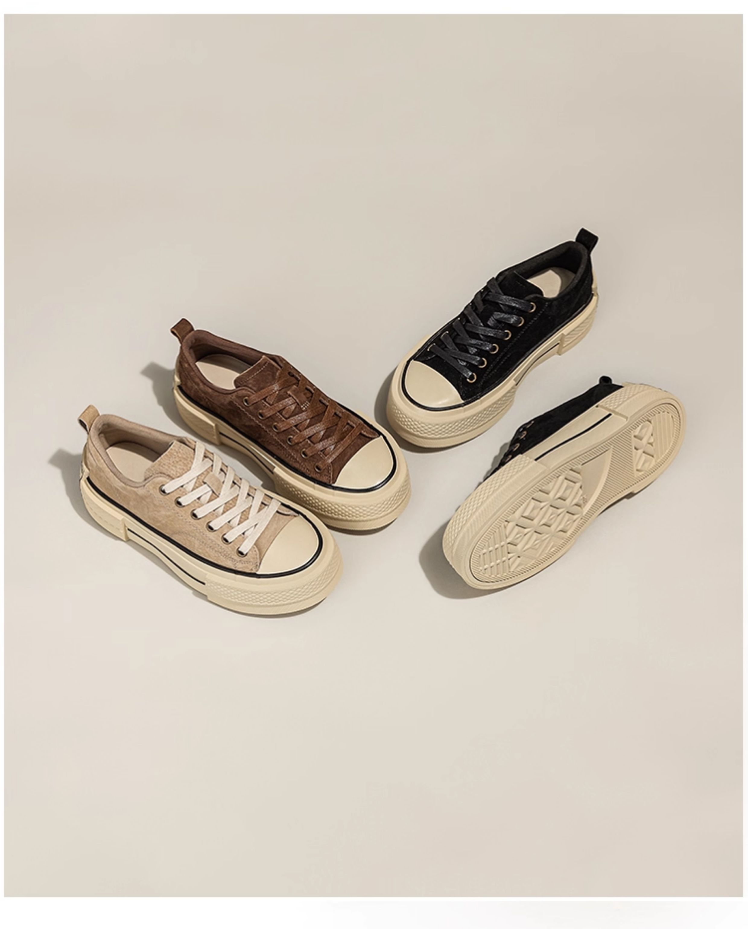 真皮厚底磨砂星星帆布鞋女2025秋冬新款复古板鞋运动阿甘德训鞋子详情3