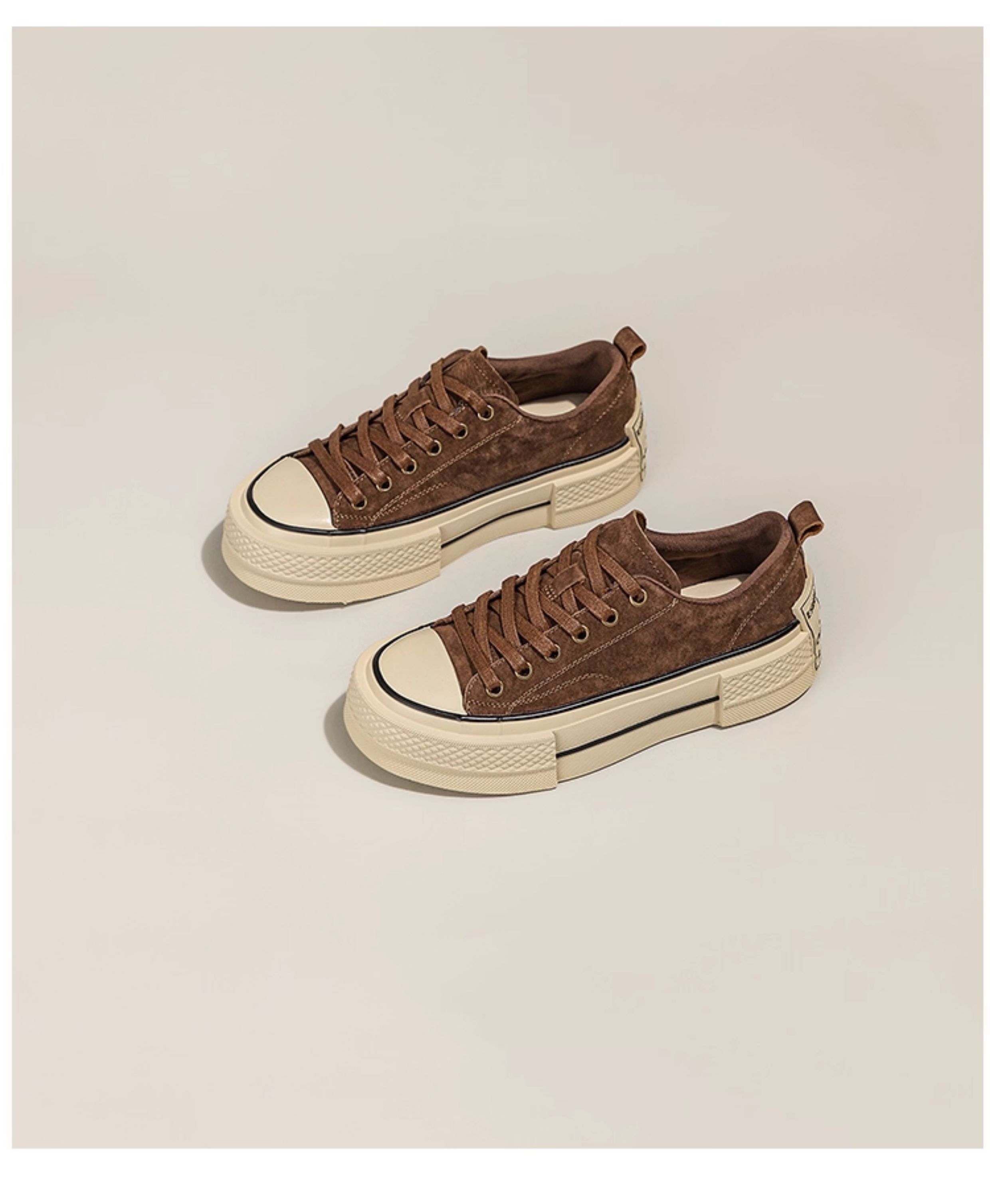 真皮厚底磨砂星星帆布鞋女2025秋冬新款复古板鞋运动阿甘德训鞋子详情13