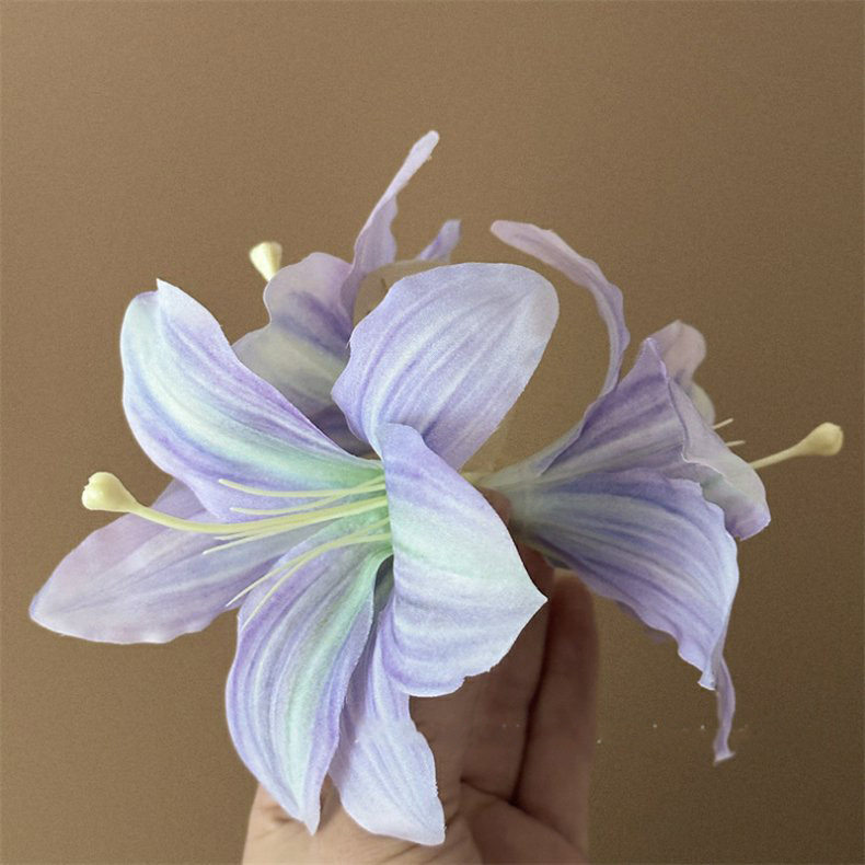 超仙氛围感仿真百合花朵发夹唯美高级感后脑勺盘发鲨鱼夹发抓头饰详情11