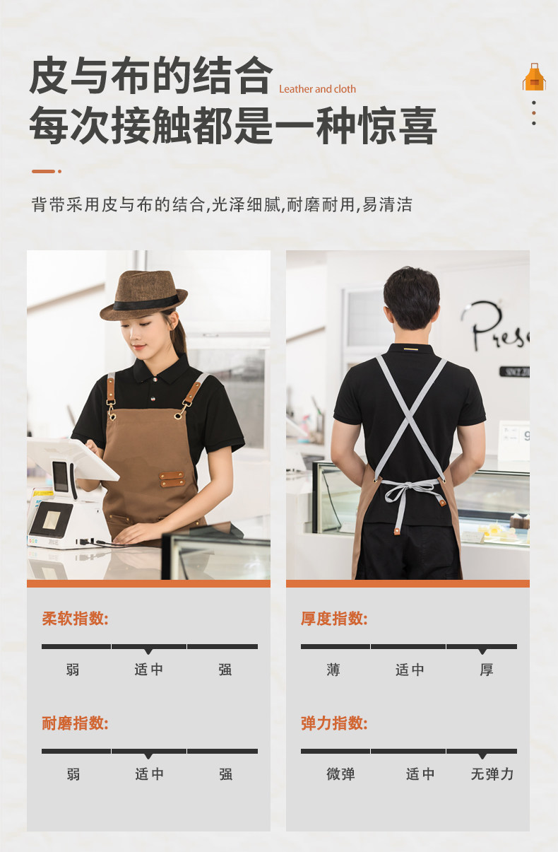 帆布围裙定制logo印字餐饮奶茶店花店超市蛋糕店专用防水工作服女详情5