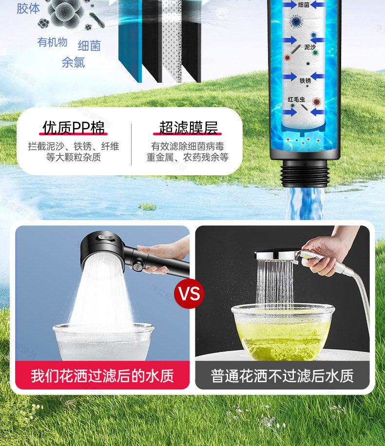 The pressurized showerhead with super high pressure and large water output is a household bathroom shower head and hose integrated bathing wonder pic 11