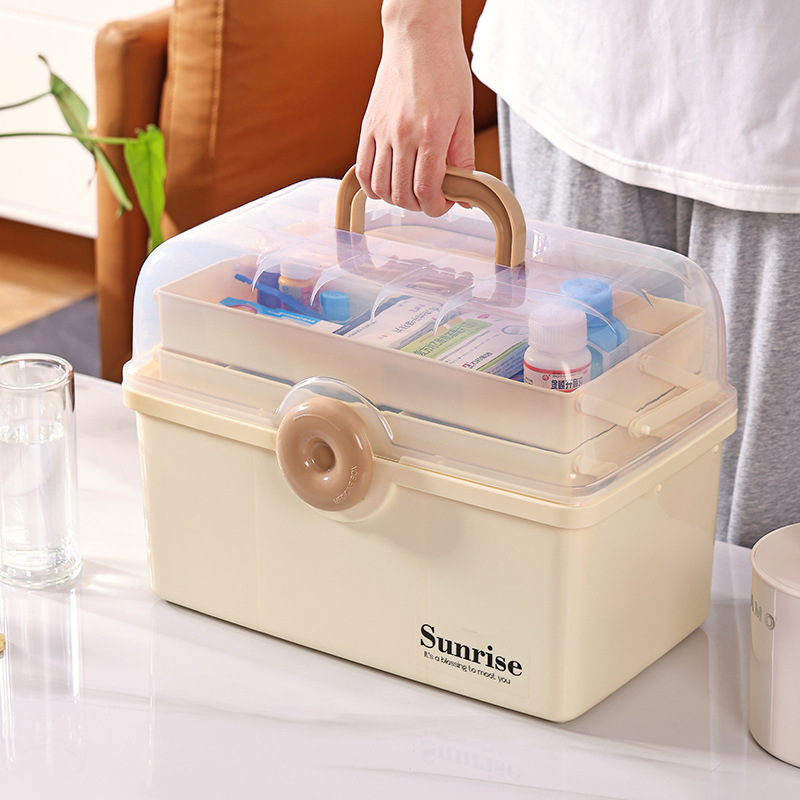 New household medicine box, large-capacity multi-layer medical box, medicine storage box, first aid kit, children's small medicine box, transparent details Picture
