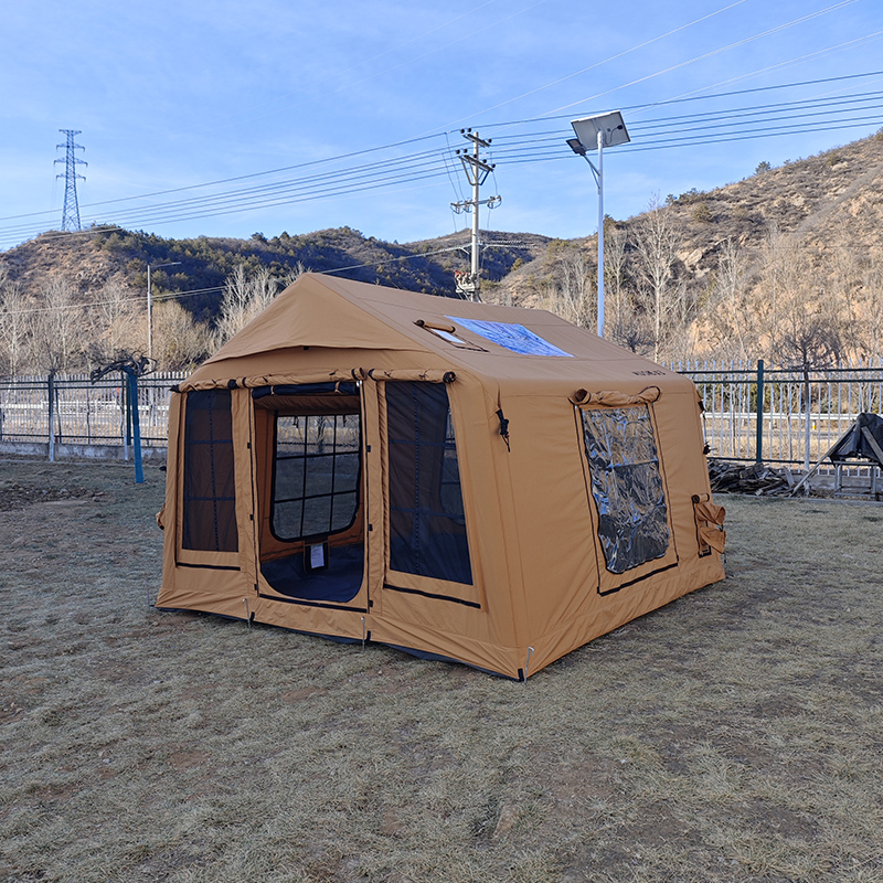 Mu She Meng Qi 9 Outdoor Camping Large Space Inflatable Tent Camping portable field camp Rainproof cotton tent details Picture