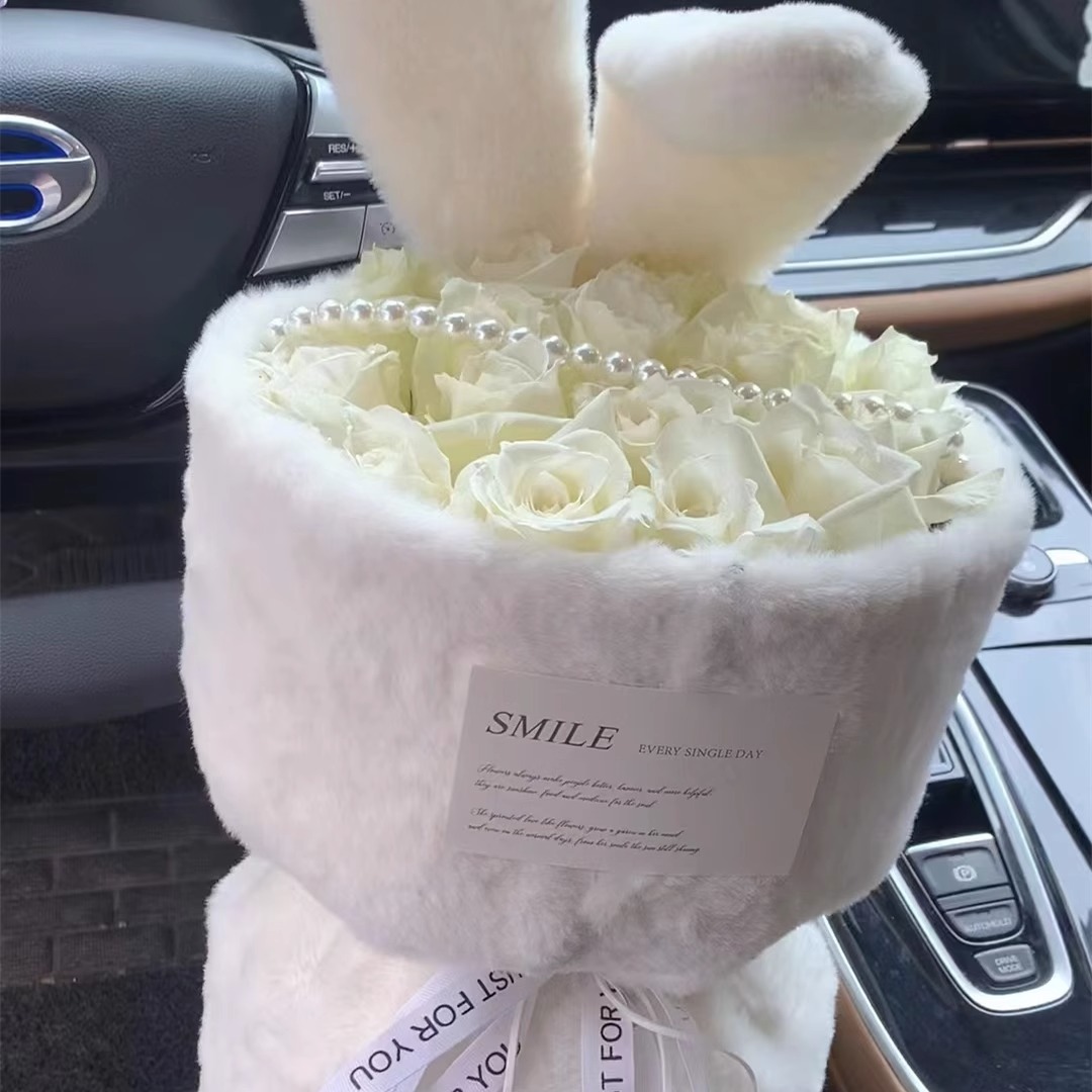 玫瑰花束花小香风兔子香皂花永生花送女友送闺蜜七夕生日礼物国潮详情6