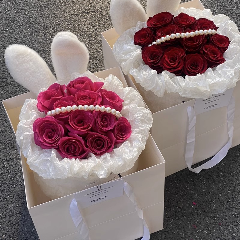 玫瑰花束花小香风兔子香皂花永生花送女友送闺蜜七夕生日礼物国潮详情5